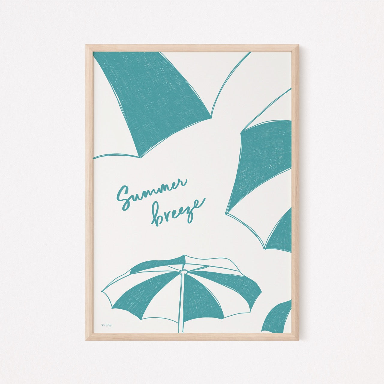 Beach Parasols Art Print (Turquoise)