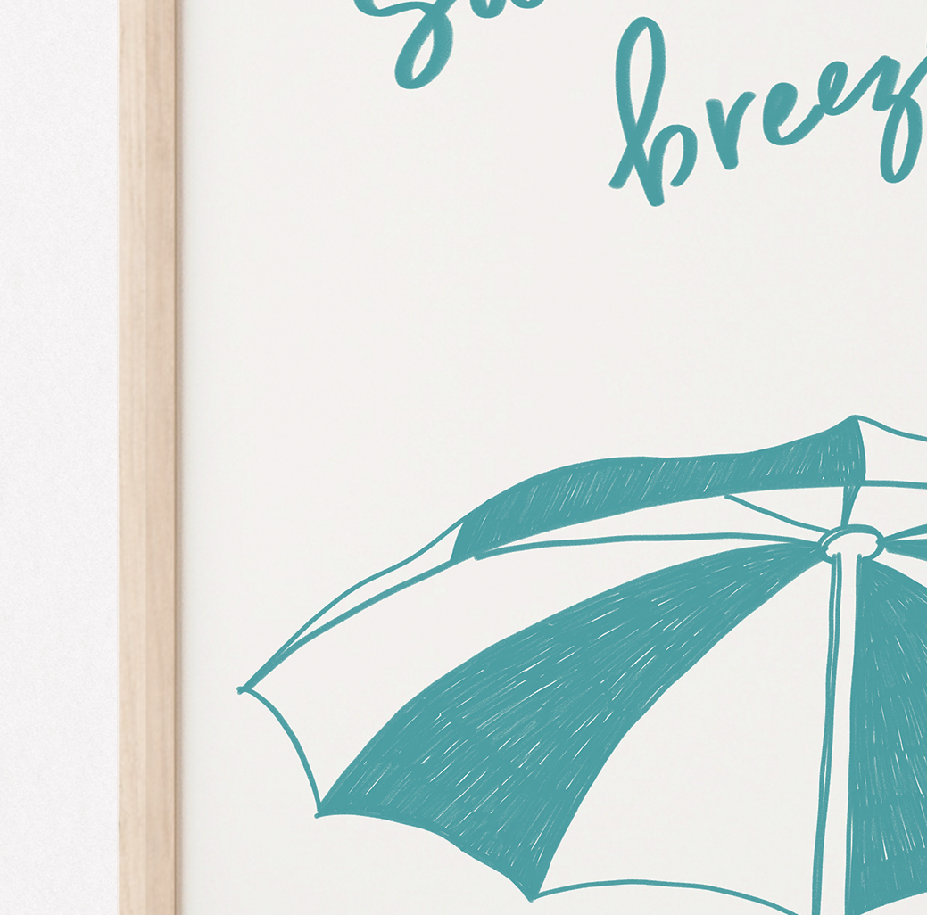 Beach Parasols Art Print (Turquoise)