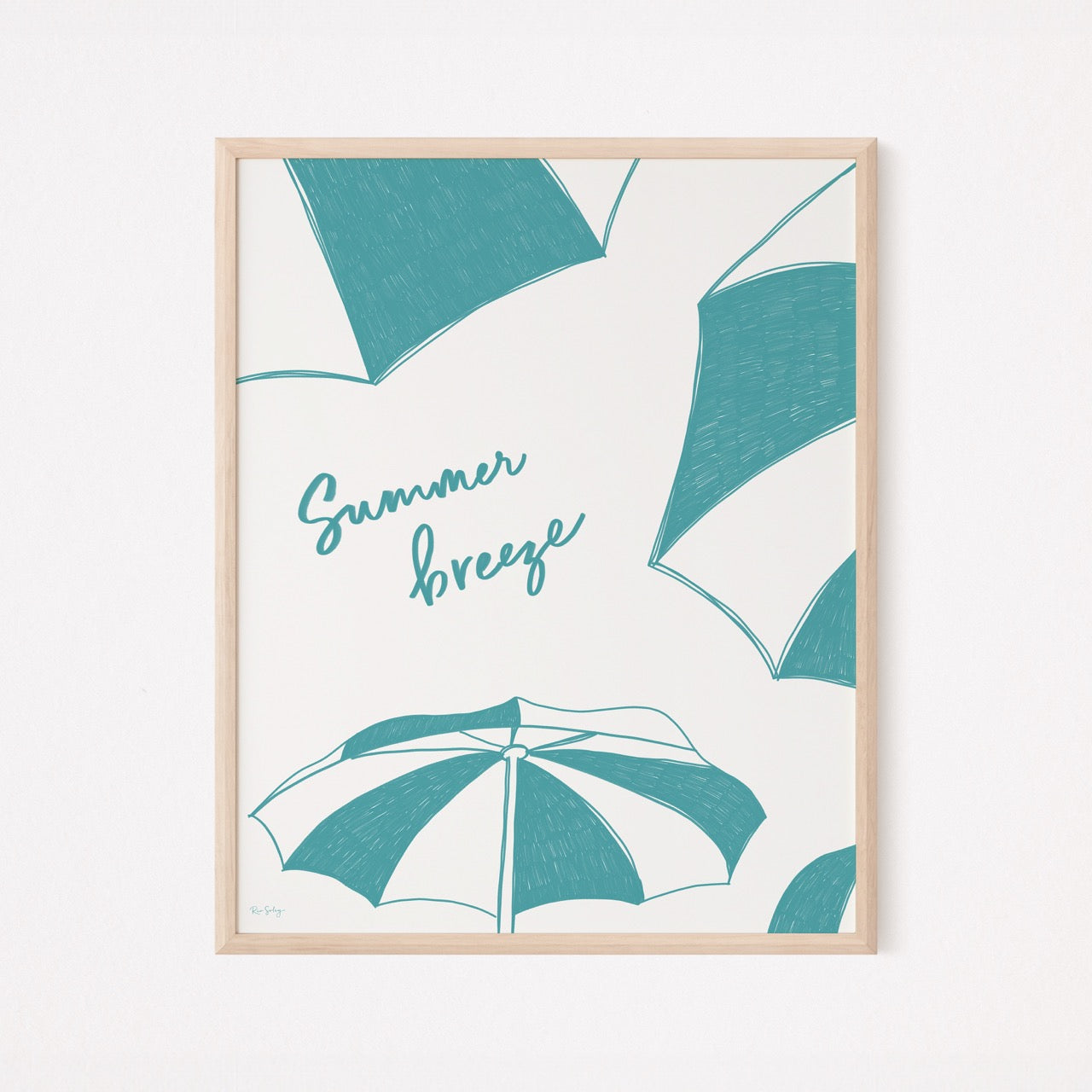 Beach Parasols Art Print (Turquoise)