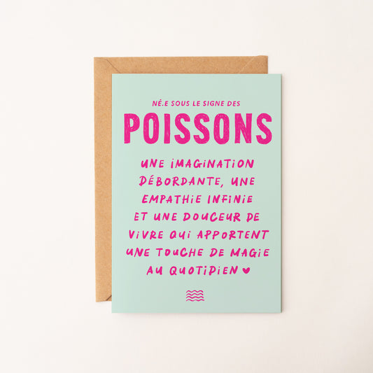 Poissons (19 février - 20 mars) - Carte signe astrologique du zodiaque