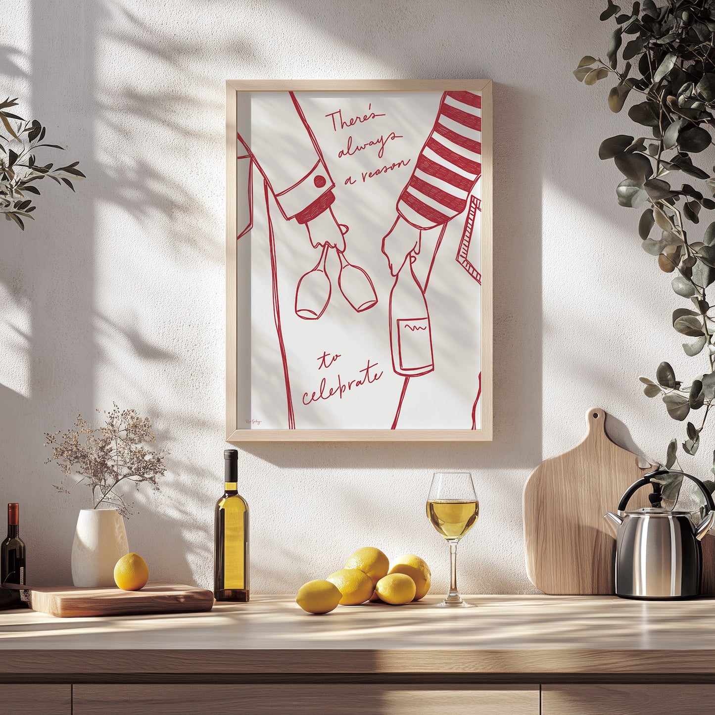 Celebration with Wine & Friends Art Print