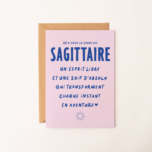 Sagittaire (22 novembre - 21 décembre) - Carte signe astrologique du zodiaque