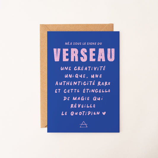 Verseau (20 janvier - 18 février) - Carte signe astrologique du zodiaque