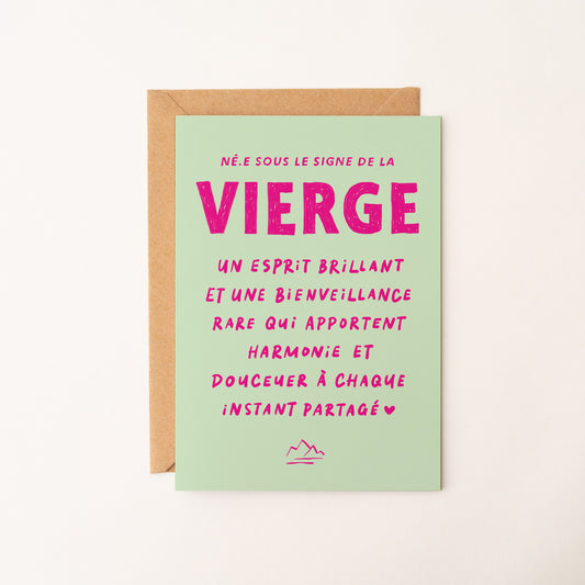 Vierge (23 août - 22 septembre) - Carte signe astrologique du zodiaque