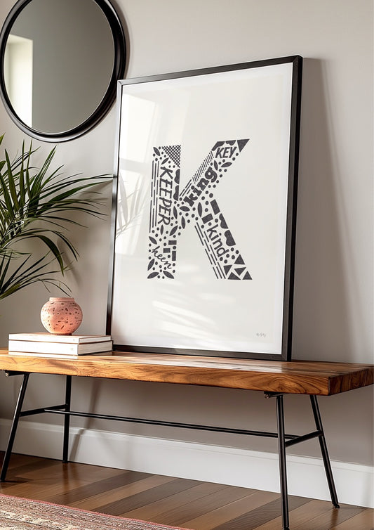 Letter K Initial Art Print – Typography Poster