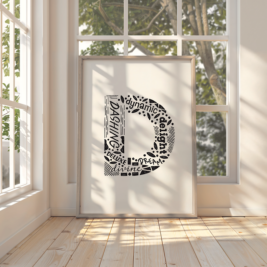 Letter D Initial Art Print – Typography Poster