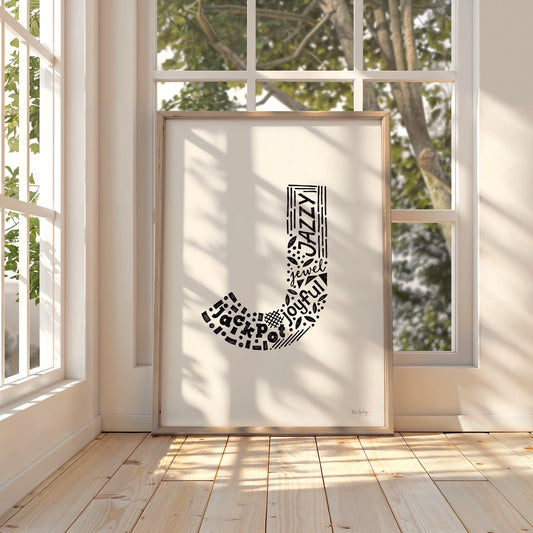 Letter J Initial Art Print – Typography Poster