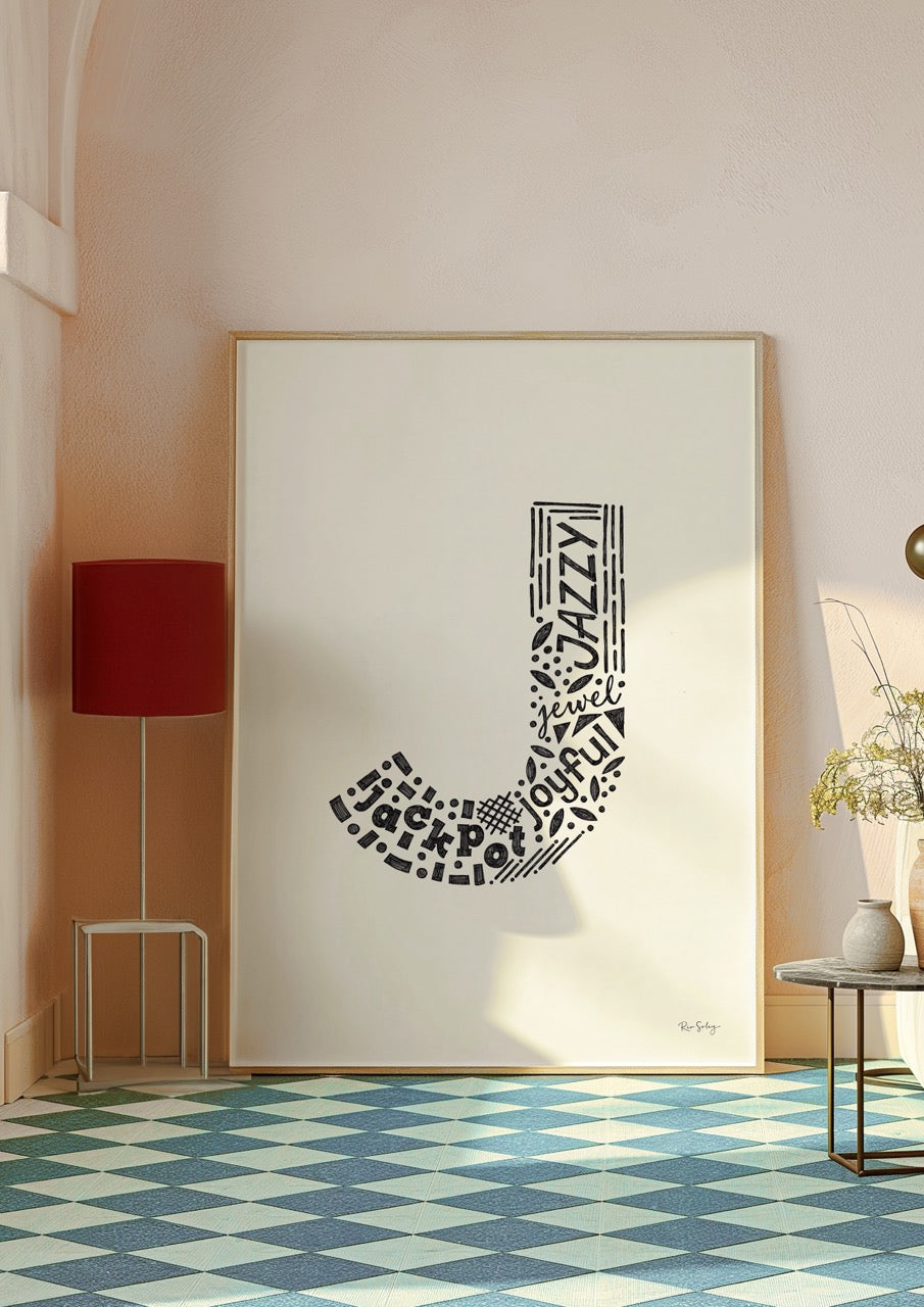 Letter J Initial Art Print – Typography Poster