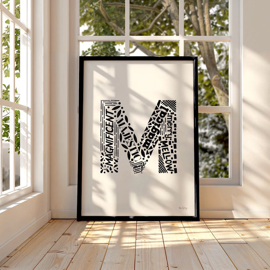 Letter M Initial Art Print – Typography Poster