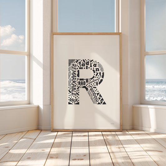 Letter R Initial Art Print – Typography Poster