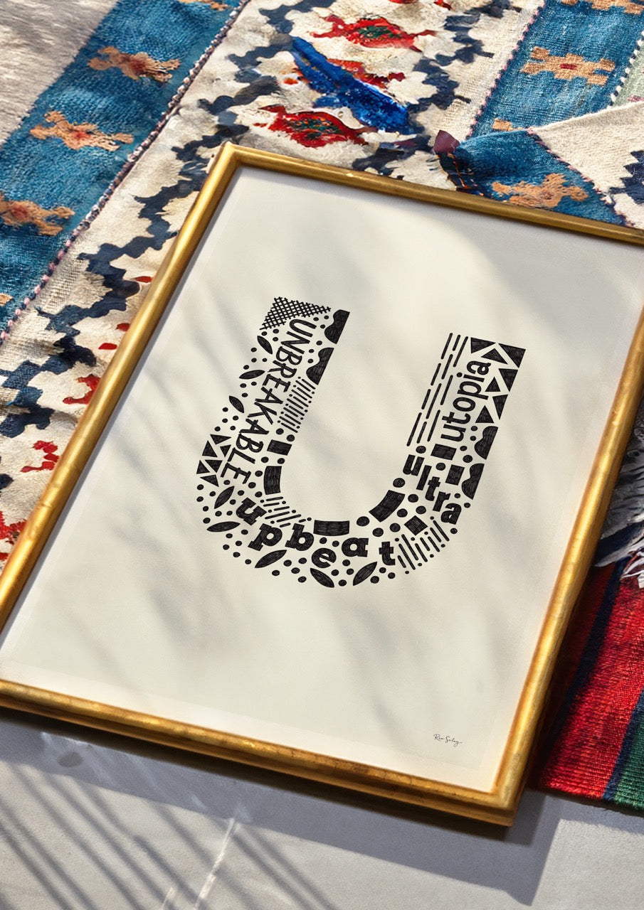 Affiche typographique avec l'initiale U