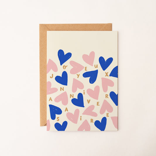 Carte anniversaire cœurs “Joyeux anniversaire”