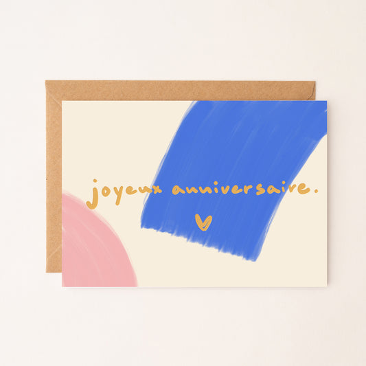 Carte Joyeux Anniversaire – Carte d’anniversaire colorée (bleu & rose)