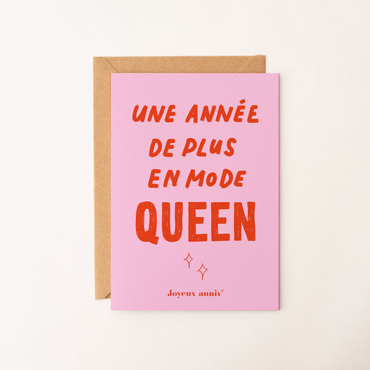 Carte anniversaire fun et colorée “Queen”