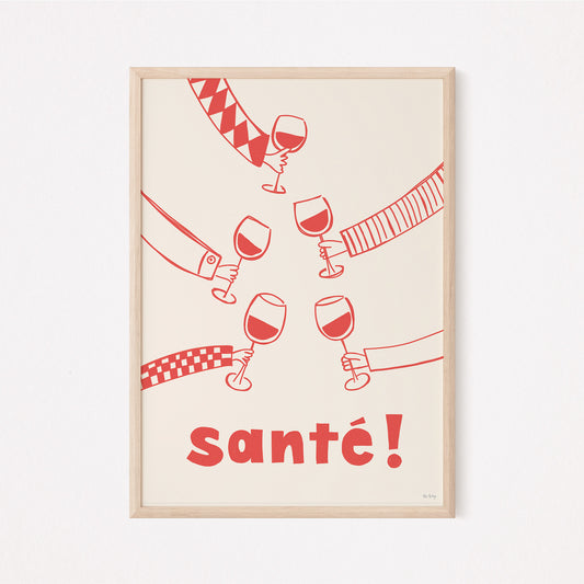 Sante! Festive Wine Art Print