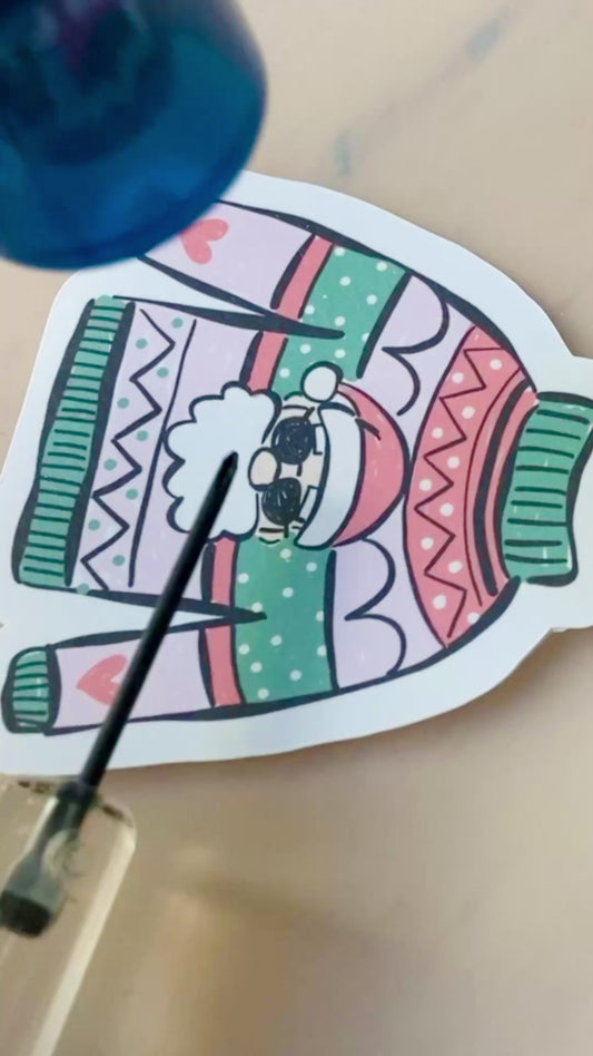 Handmade Mini Magnet Duo - Ugly Sweaters (Cat & Cool Santa)