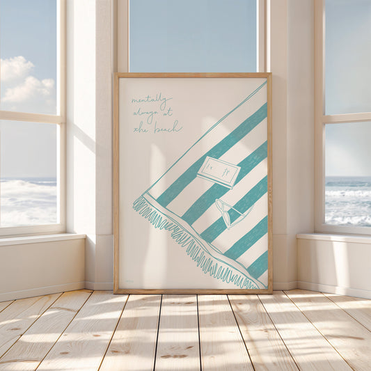 Mentally Always on Holiday – Beach Towel Art Print